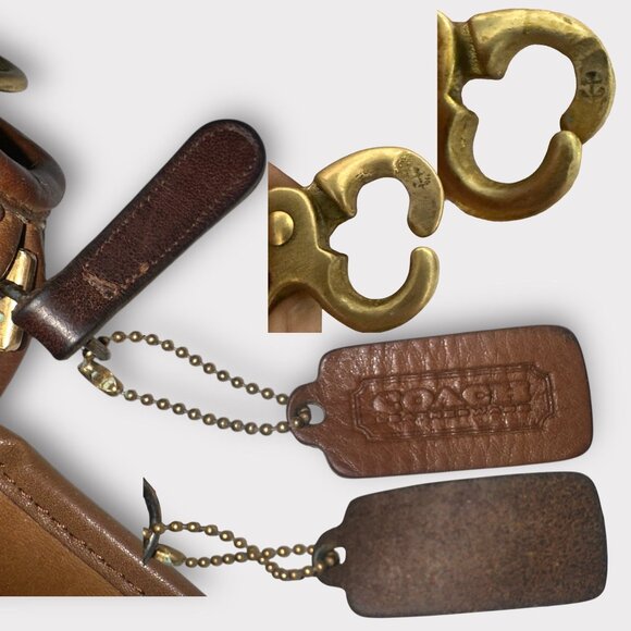 VTG Coach Companion Bag 9300 British Tan Leather Brass 80s NYC Anchor Stamp +Tag - Picture 10 of 10